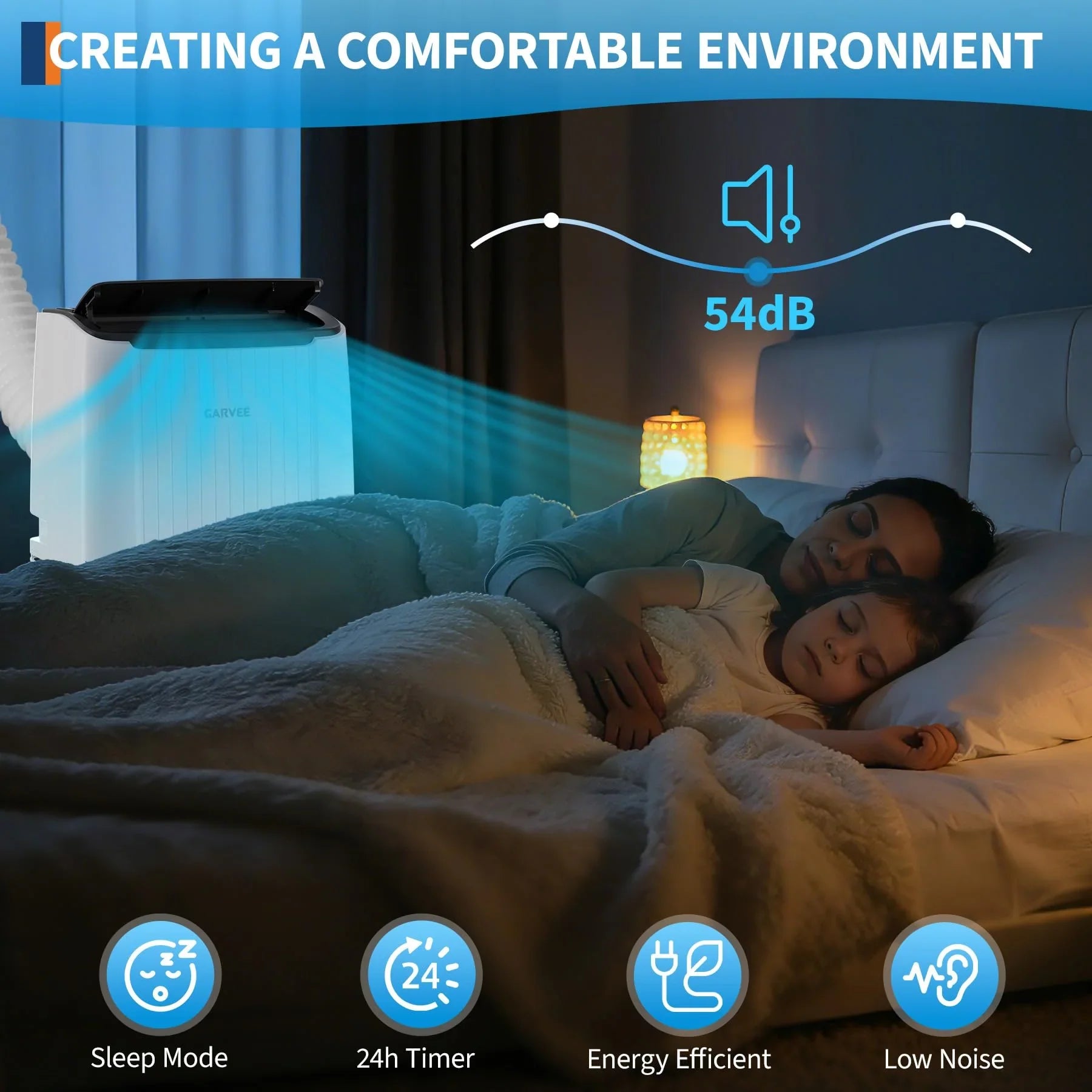 Garvee 14.000 BTU Mobiles Klimagerät, 3-in-1 Klimaanlage mit Entfeuchter & Ventilator, für Räume bis ca. 65 m², Weiß