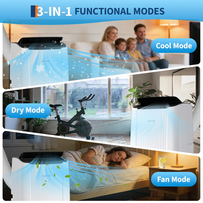 Garvee 14.000 BTU Mobiles Klimagerät, 3-in-1 Klimaanlage mit Entfeuchter & Ventilator, für Räume bis ca. 65 m², Weiß