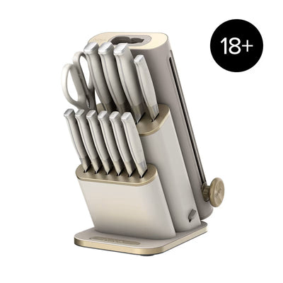Ninja StaySharp 13-teiliges Messerblock-Set mit abnehmbarem Messerschärfer – Steingold