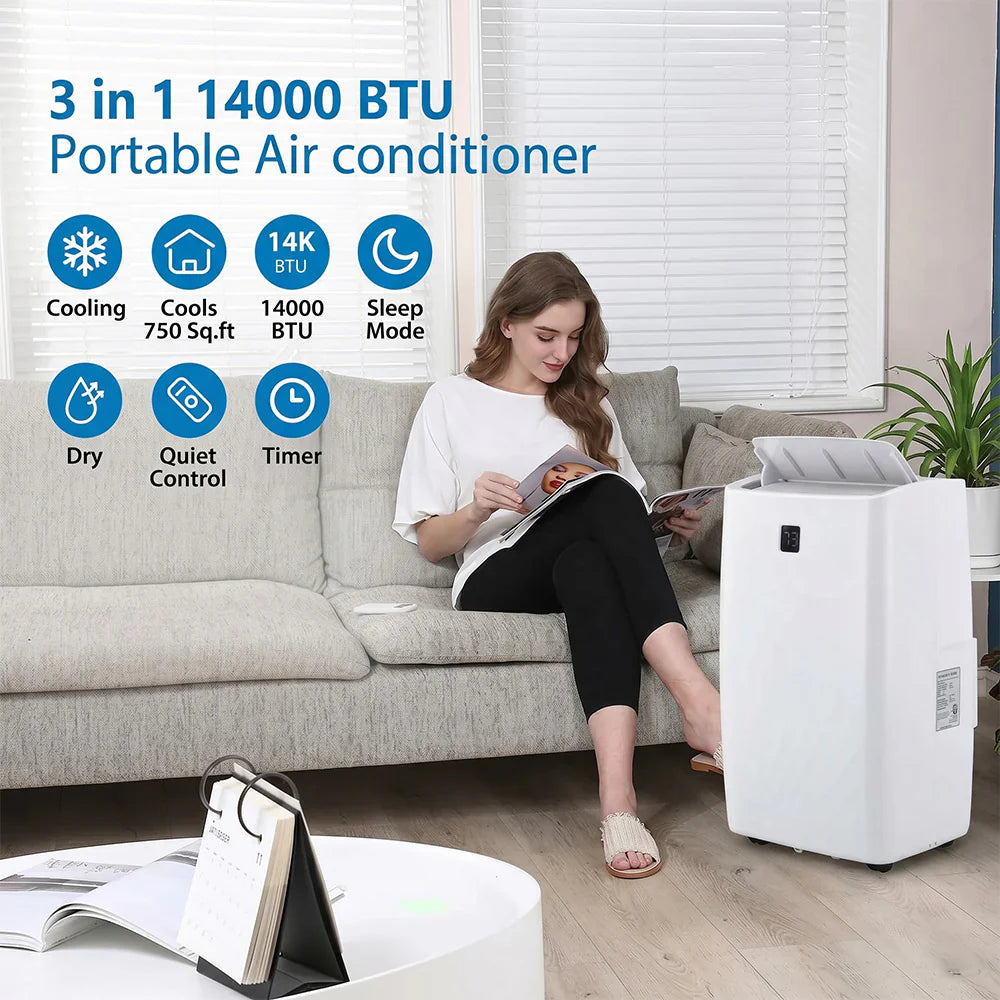 Garvee 14.000 BTU Mobiles Klimagerät mit Kühl- & Entfeuchtungsfunktion, Fernbedienung, bis 65 m²