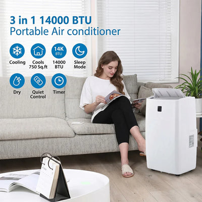 Garvee 14.000 BTU Mobiles Klimagerät mit Kühl- & Entfeuchtungsfunktion, Fernbedienung, bis 65 m²