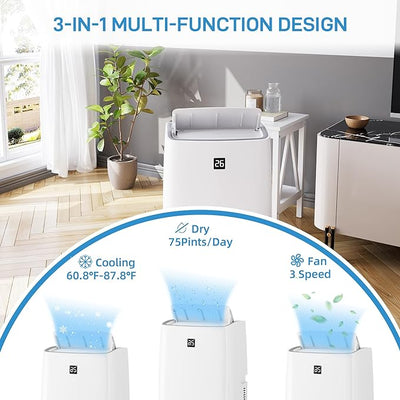 Garvee 14.000 BTU Mobiles Klimagerät mit Kühl- & Entfeuchtungsfunktion, Fernbedienung, bis 65 m²
