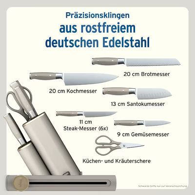 Ninja StaySharp 13-teiliges Messerblock-Set mit abnehmbarem Messerschärfer – Steingold