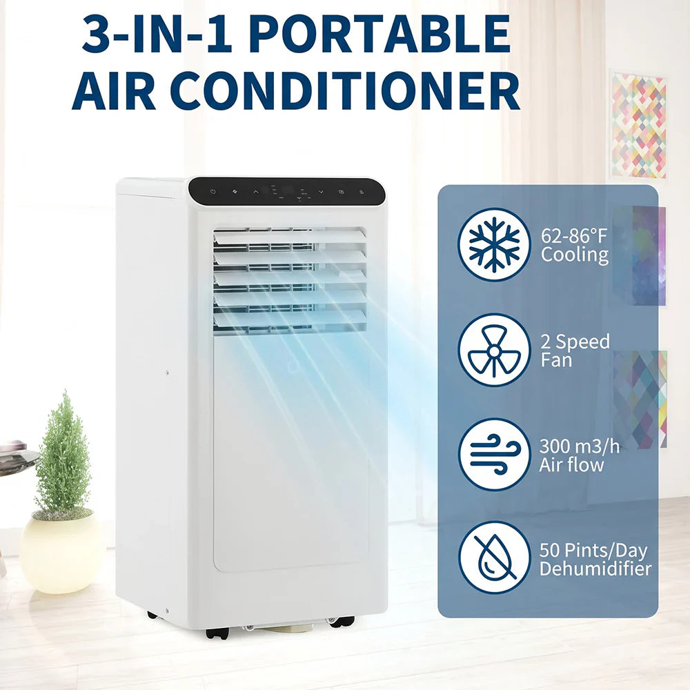 Garvee 8.000 BTU Mobiles Klimagerät, 3-in-1 Klimaanlage mit Fernbedienung, LED-Display & 24h-Timer, für Räume bis ca. 32 m²